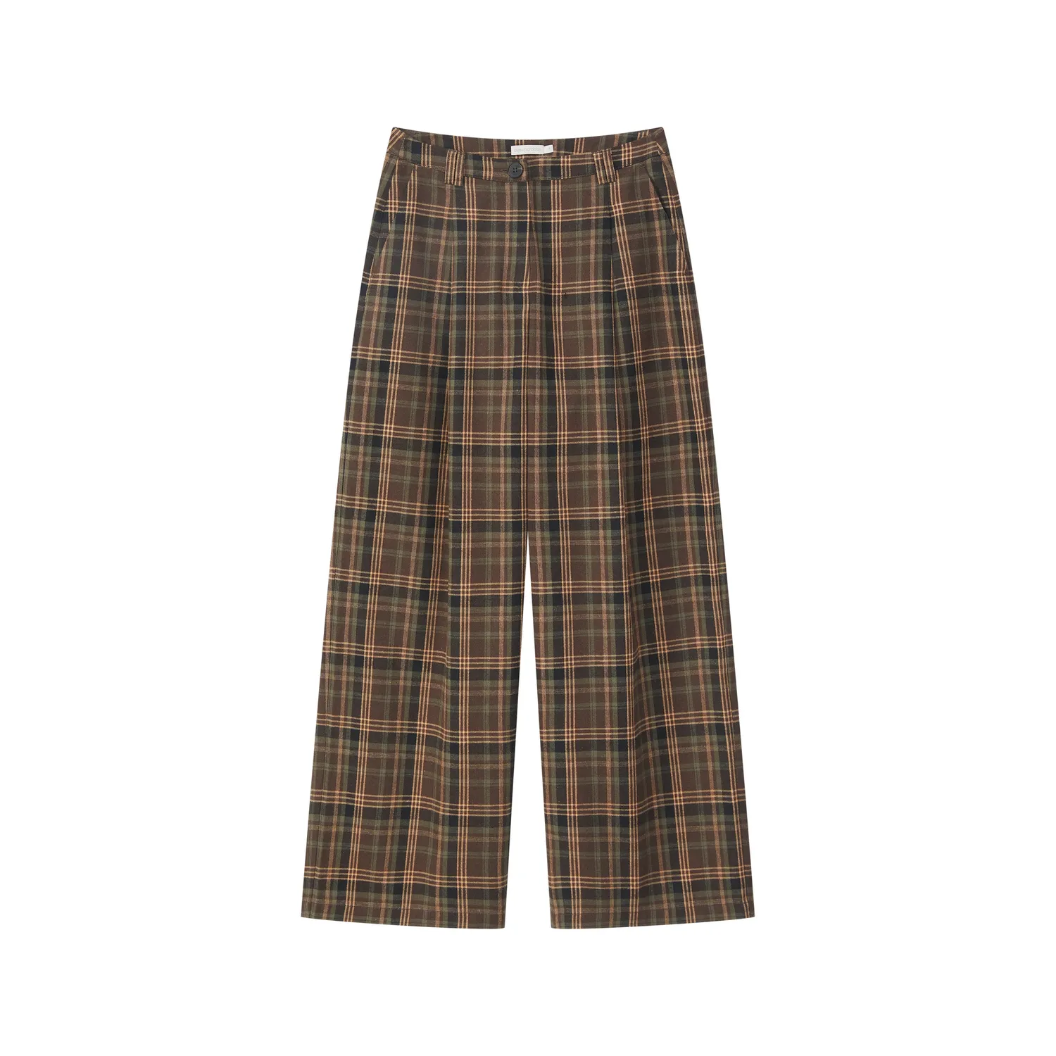 Senatex Weite Hose Karomuster Hose Brown-Green Bio-Baumwolle