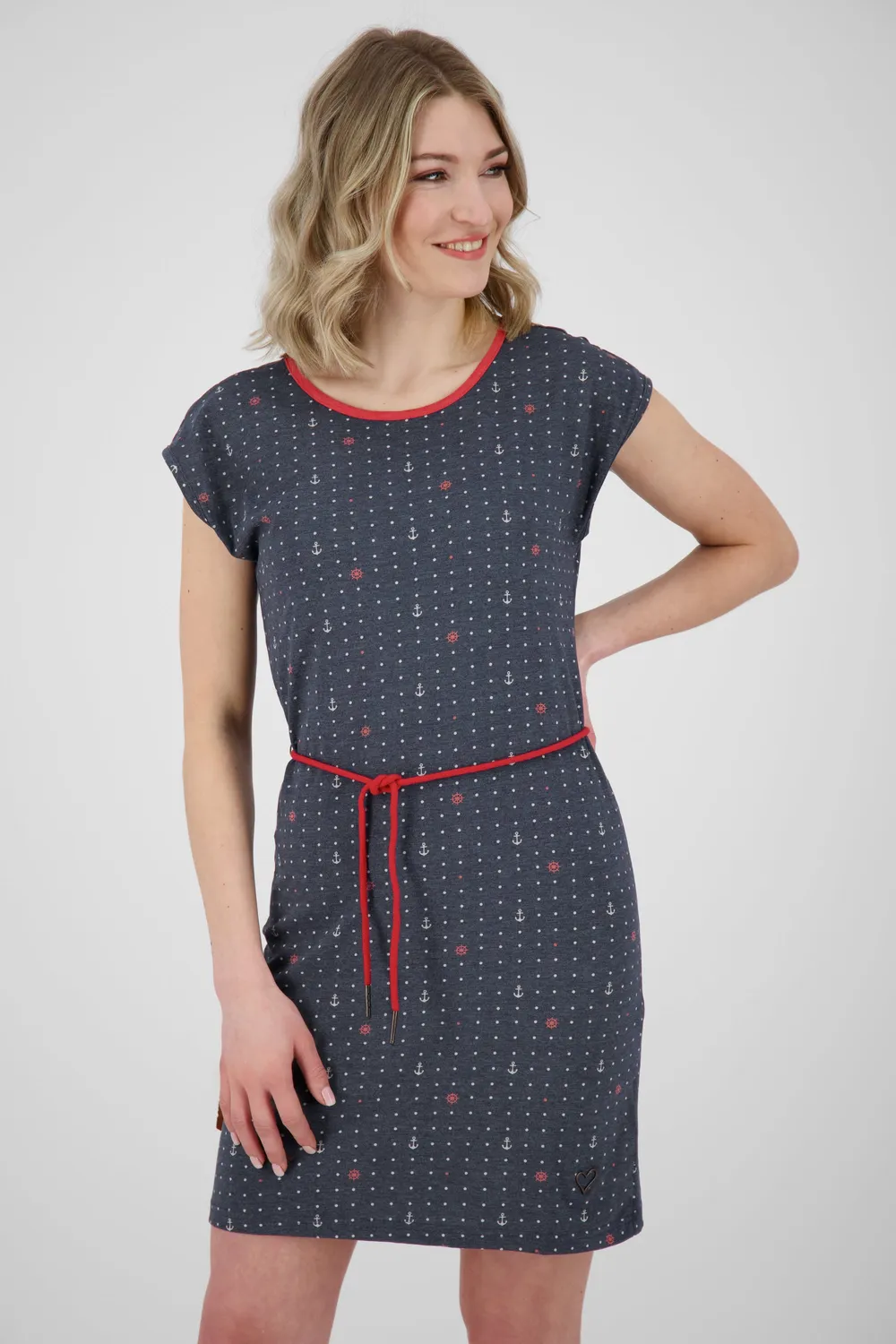 Alife & Kickin EllenAK B Kleid Dunkelblau Gemustert Gürtel