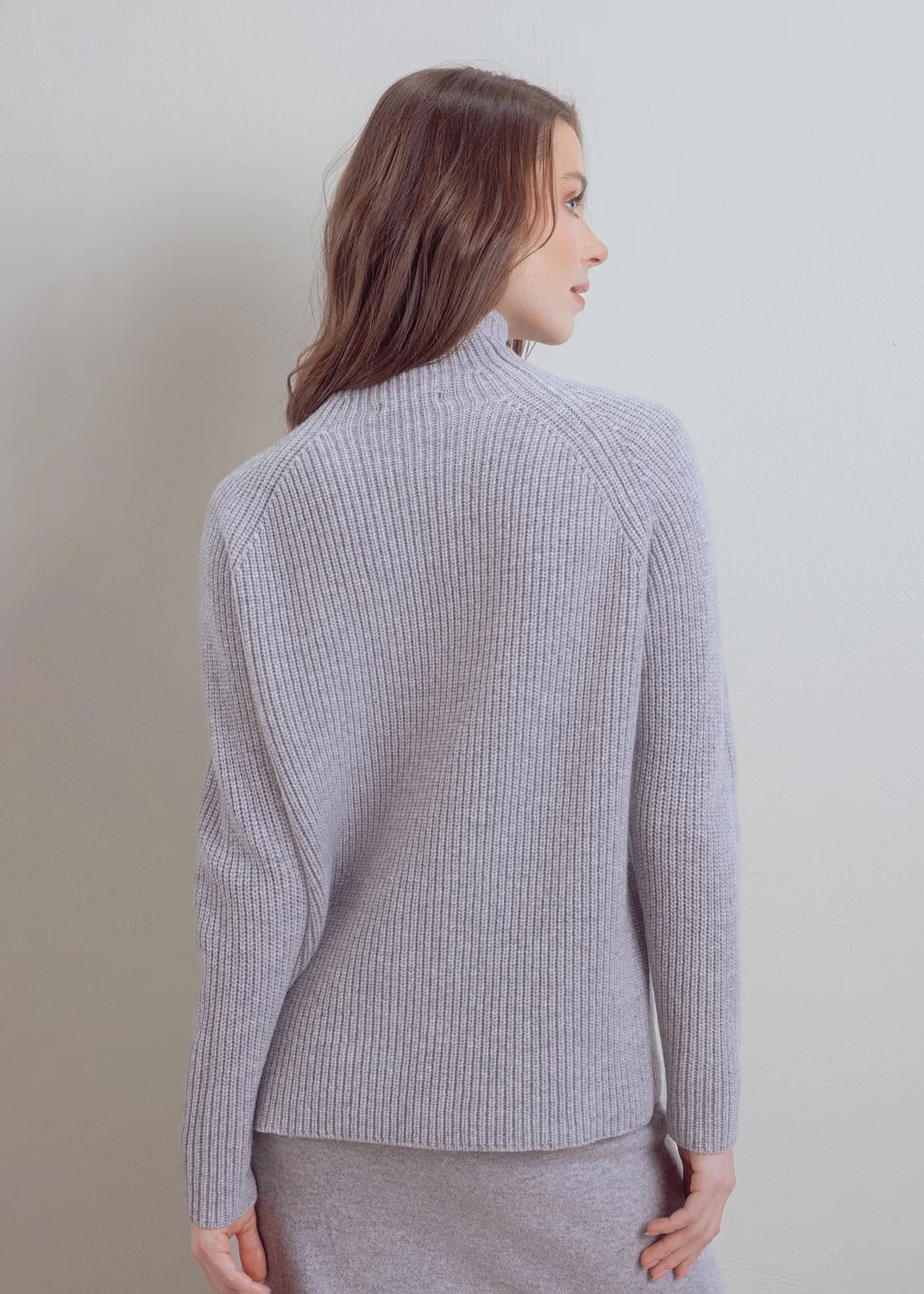 Senatex Rollkragenpullover Wolle Glitzer Silver Ripp