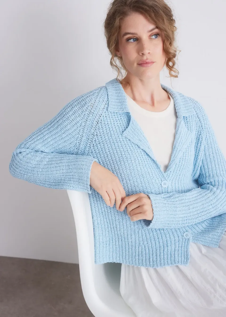 Senatex Strickjacke Struktur Reverskragen Frost