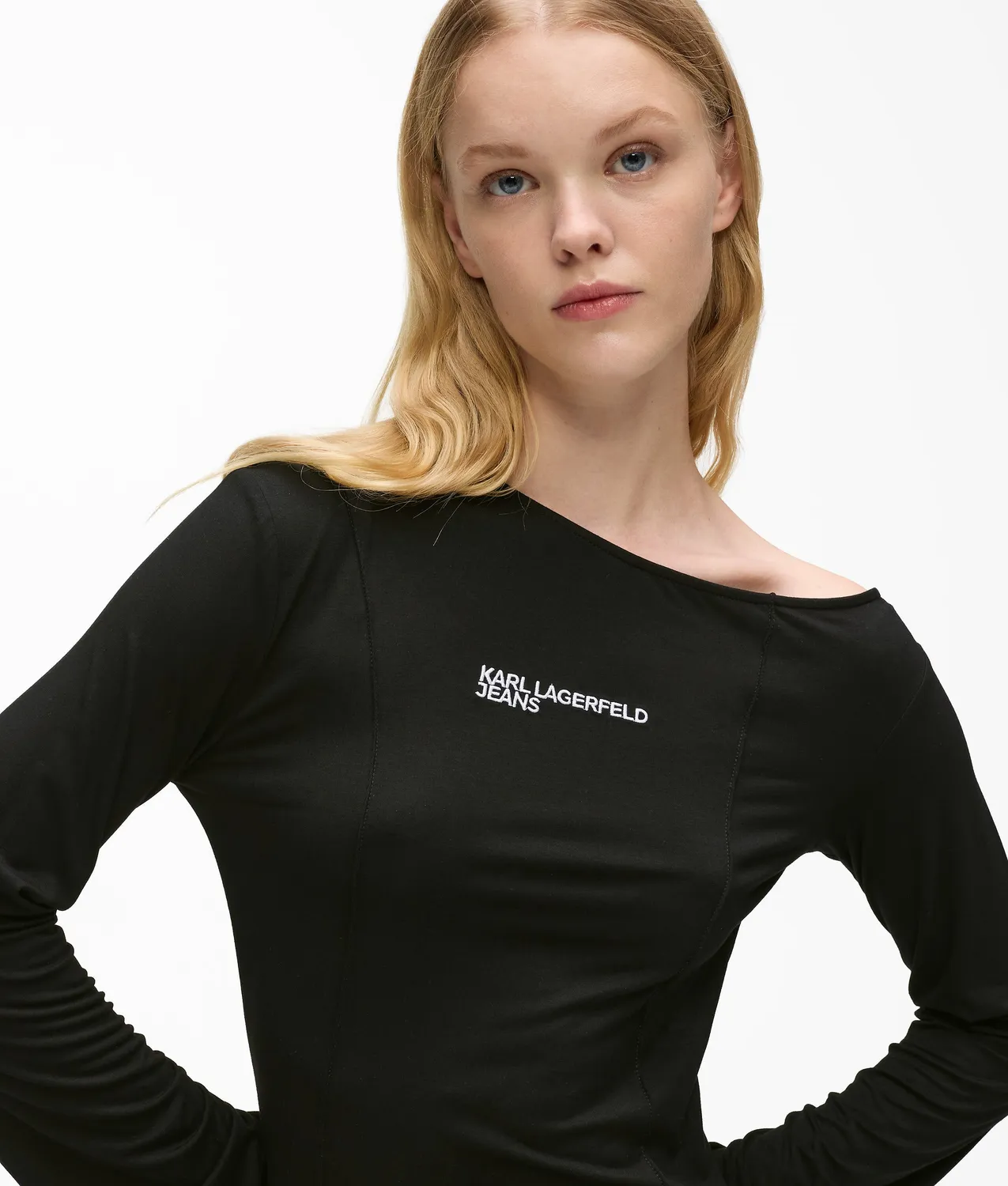 Karl Lagerfeld Off-Shoulder Drawstring Kleid Asymmetrisch XS-XL