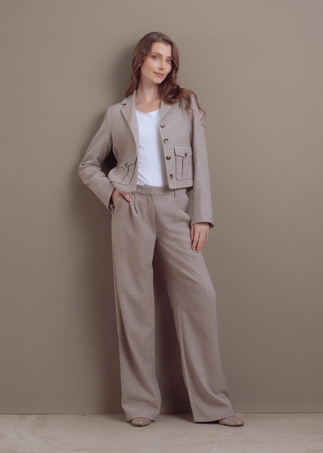 Senatex Kurzer Blazer Stone Woll-Mix