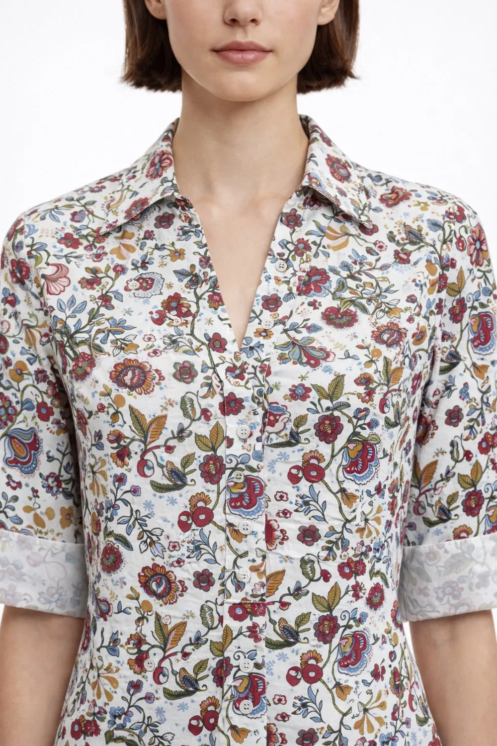 Gloriette Flower Print Midikleid Mehrfarbig Baumwolle