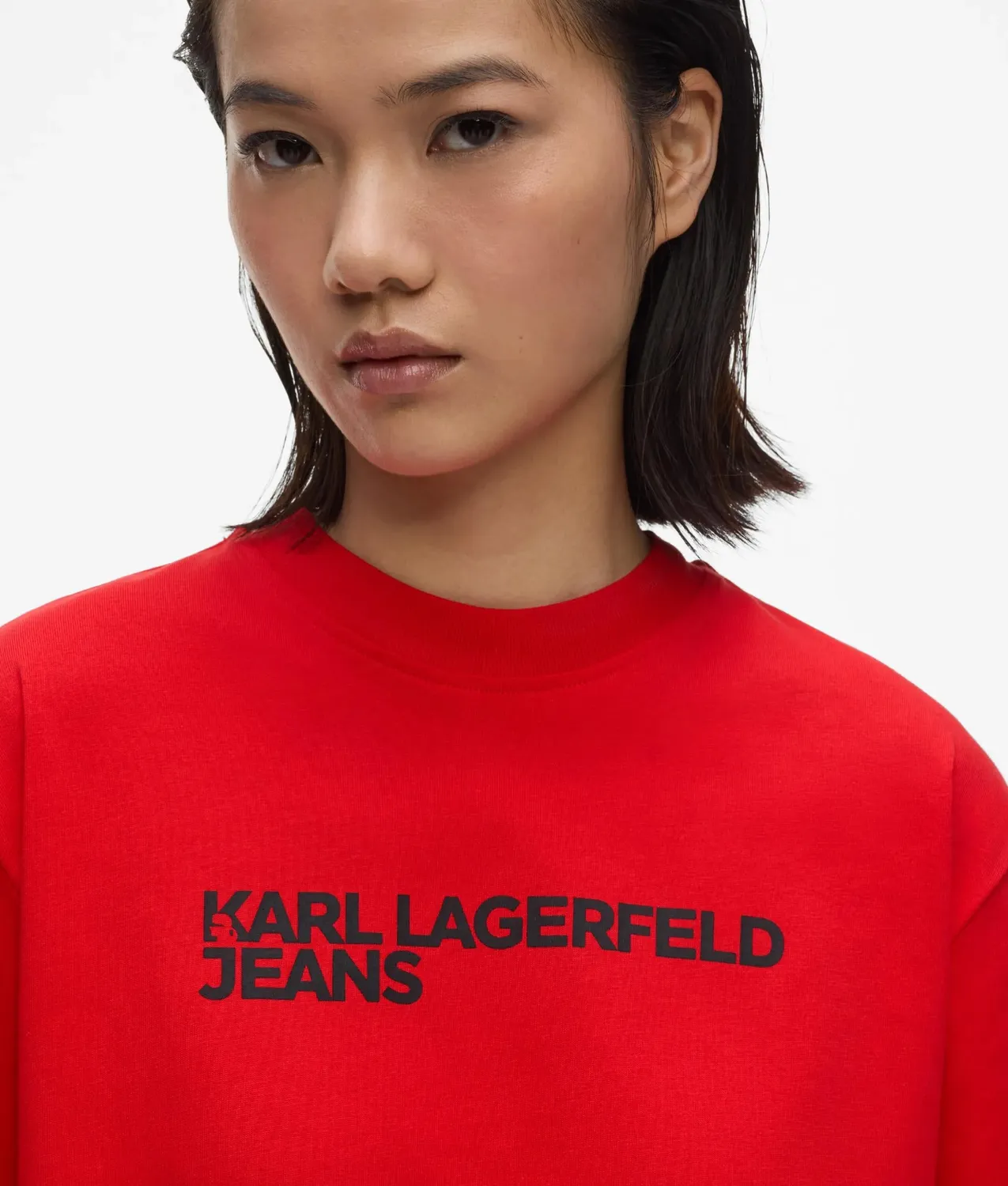 Karl Lagerfeld KL Jeans Logo T-Shirt Bio-Baumwolle weiß