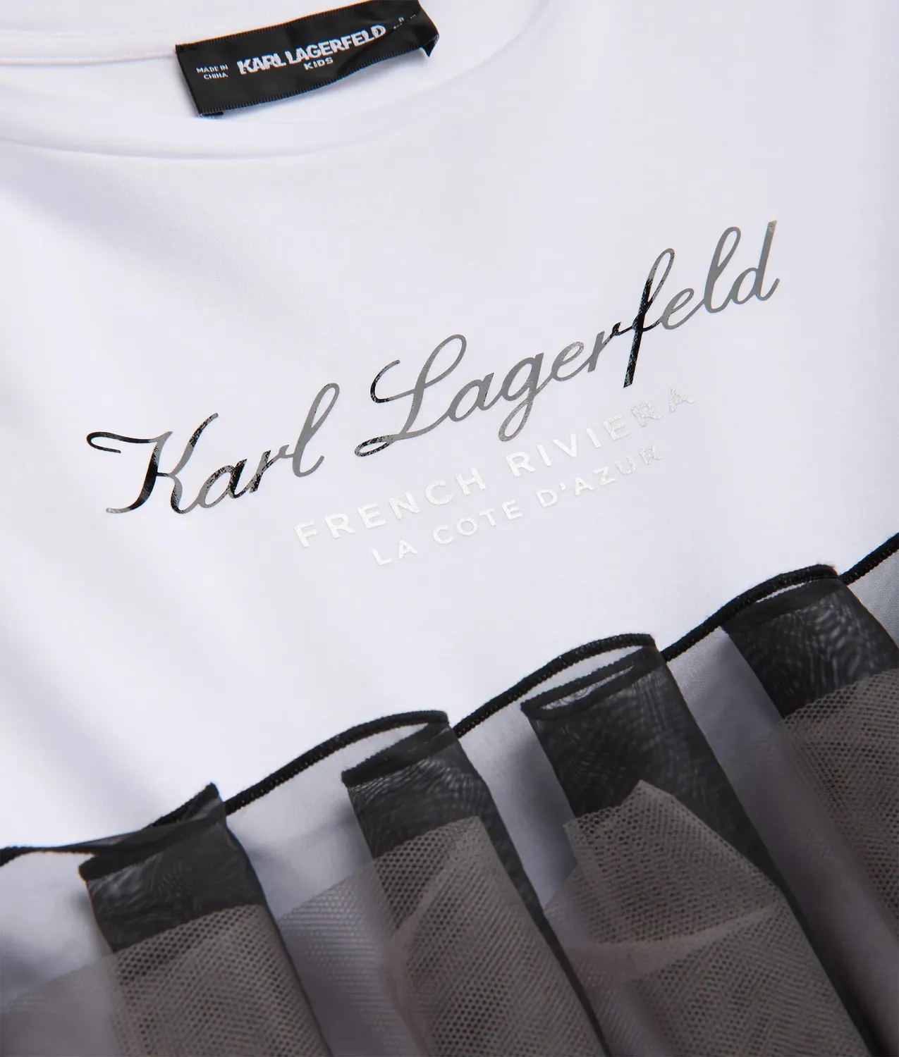 Karl Lagerfeld Girls Mesh Kleid Metallic-Logo