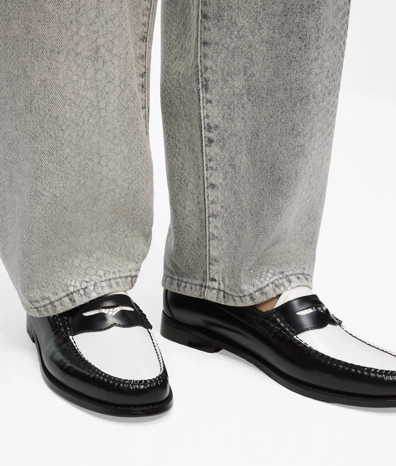 Karl Lagerfeld x Bass Penny Loafer Leder Schwarz-Weiß
