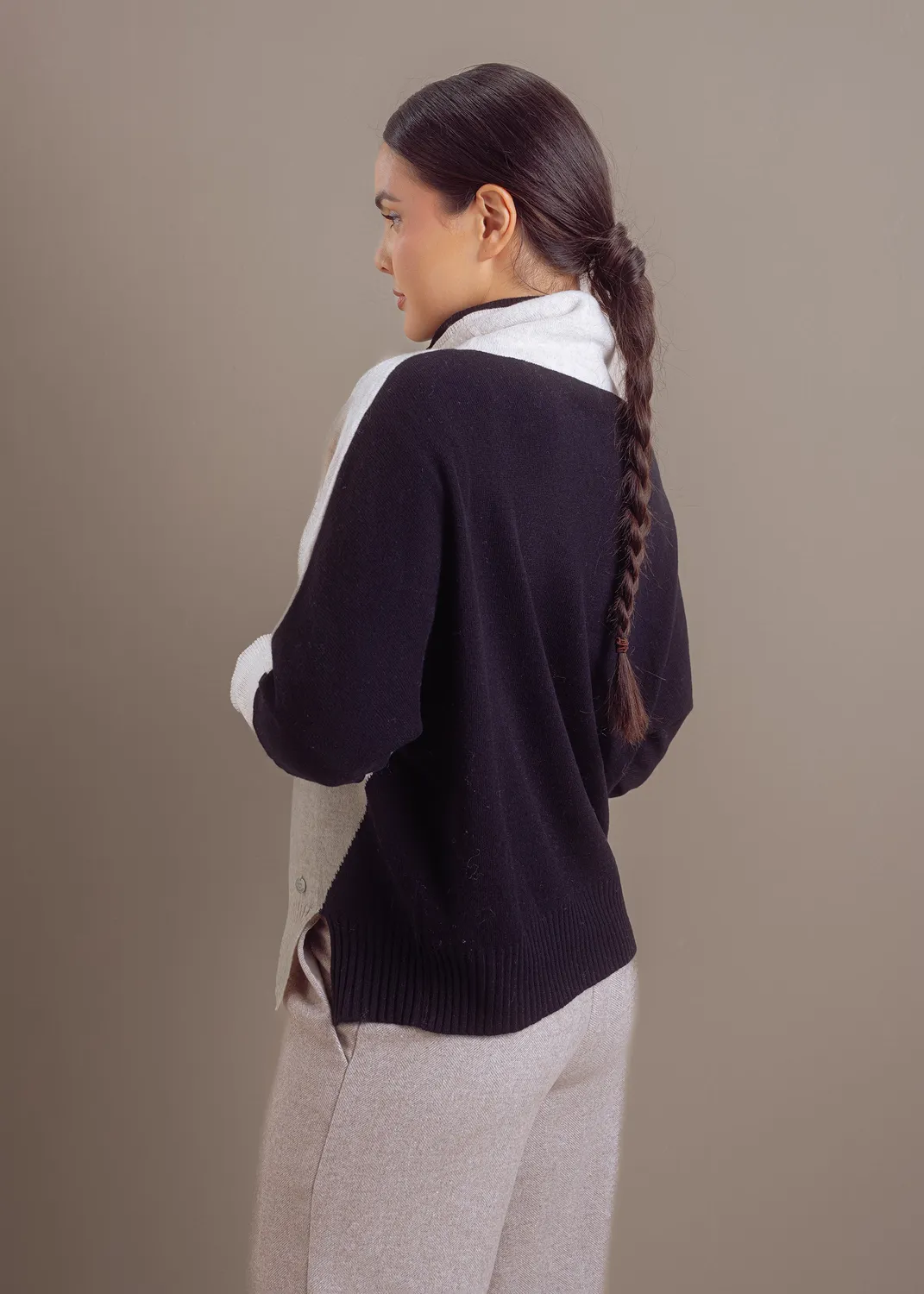 Senatex Color-Blocking Pullover Chalk Combo Pullover Wolle