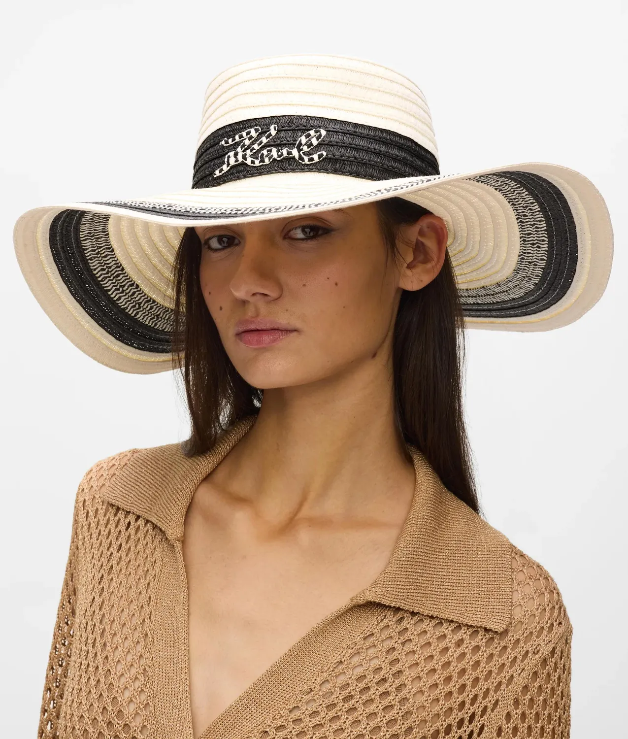 Karl Lagerfeld K/Signature Sonnenhut Streifen Logo