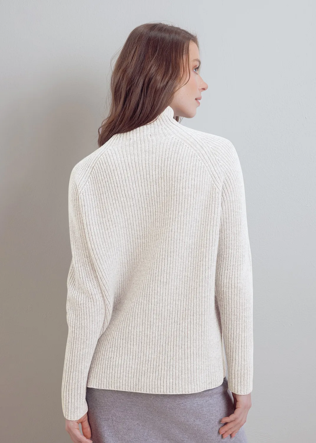 Senatex Rollkragenpullover Wolle Glitzer Silver Ripp