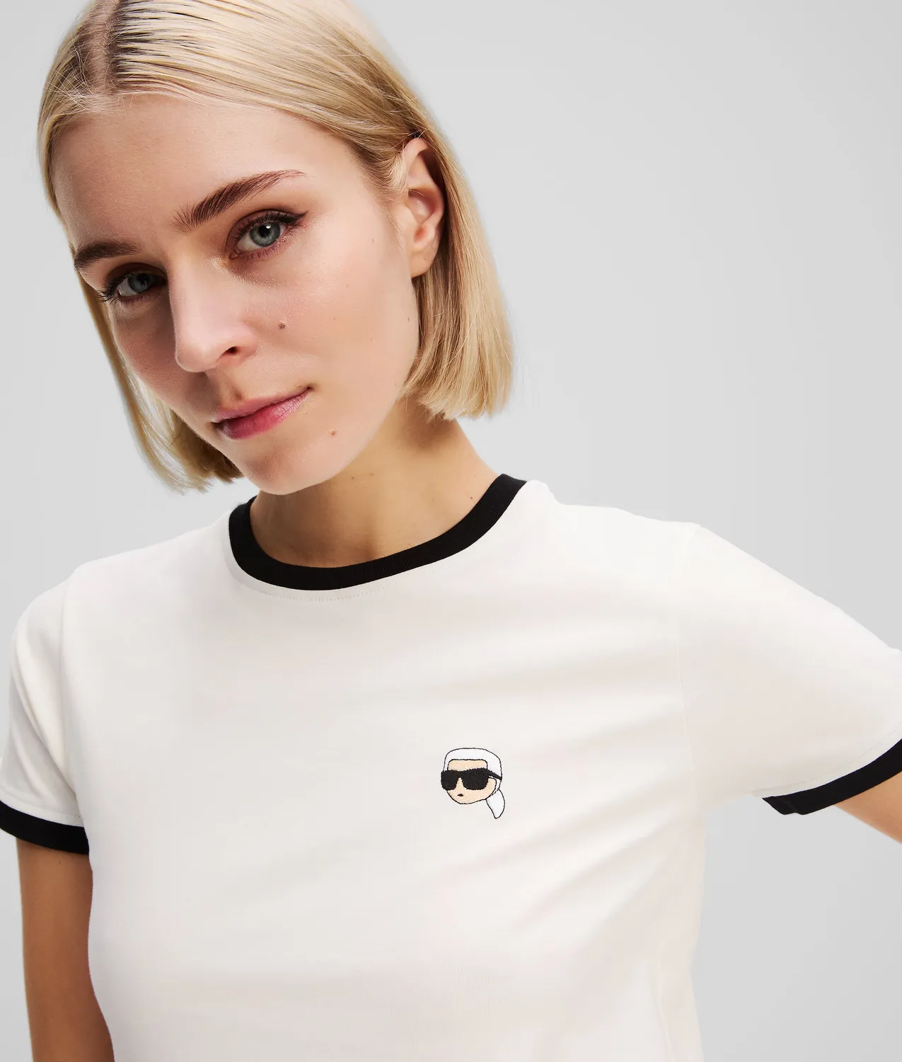 Karl Lagerfeld Ikon Contrast Piping T-Shirt Damen