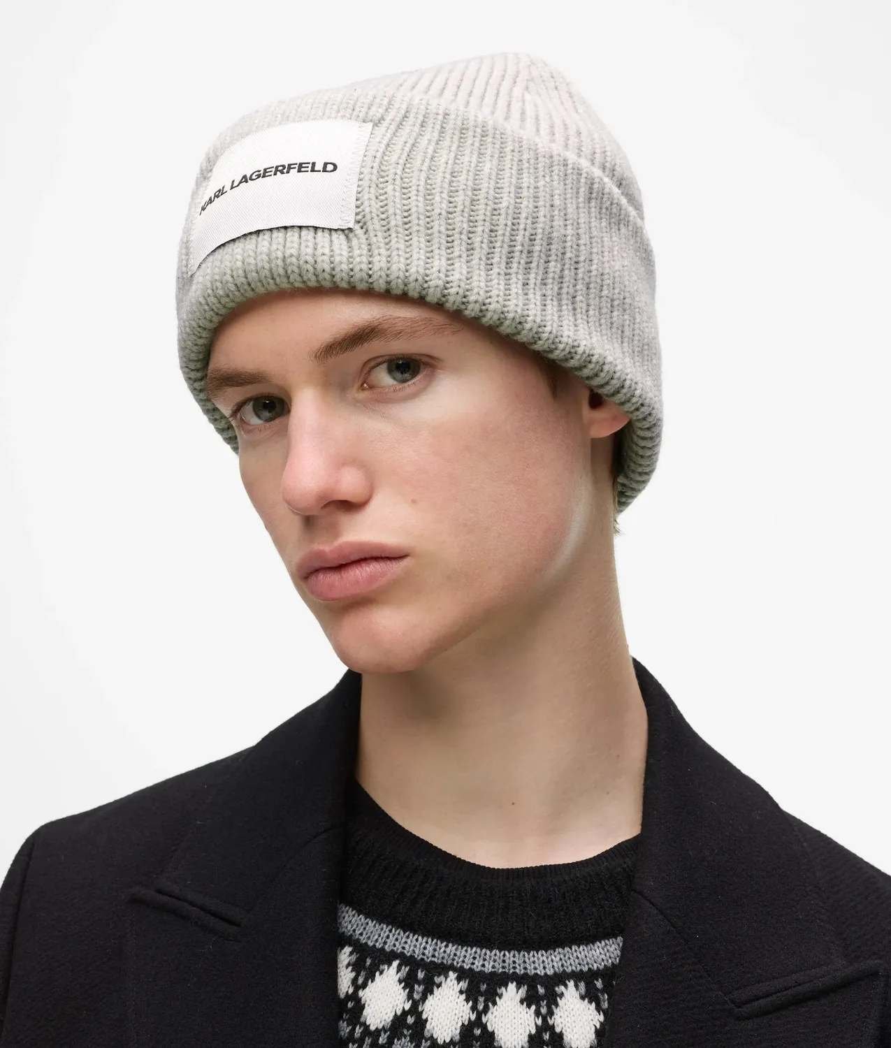 Karl Lagerfeld Logo Label Beanie Mütze One Size Winter