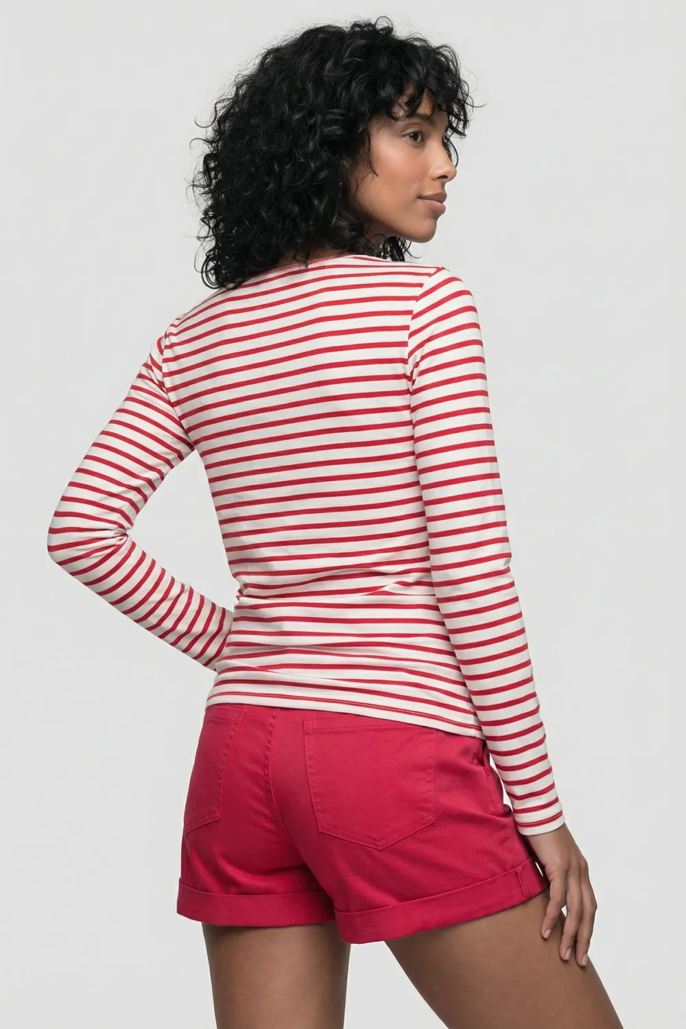 Alife & Kickin BerthaAK A Longsleeve Rot Damen gestreift