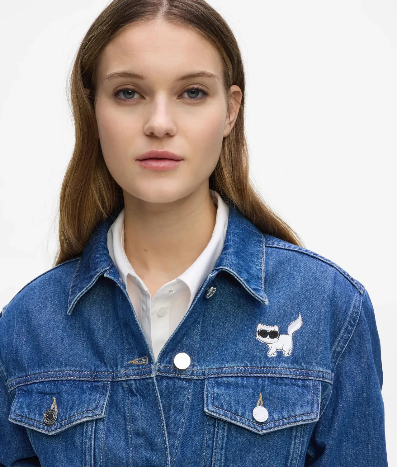 Karl Lagerfeld Ikon Choupette Jeansjacke Denim silber