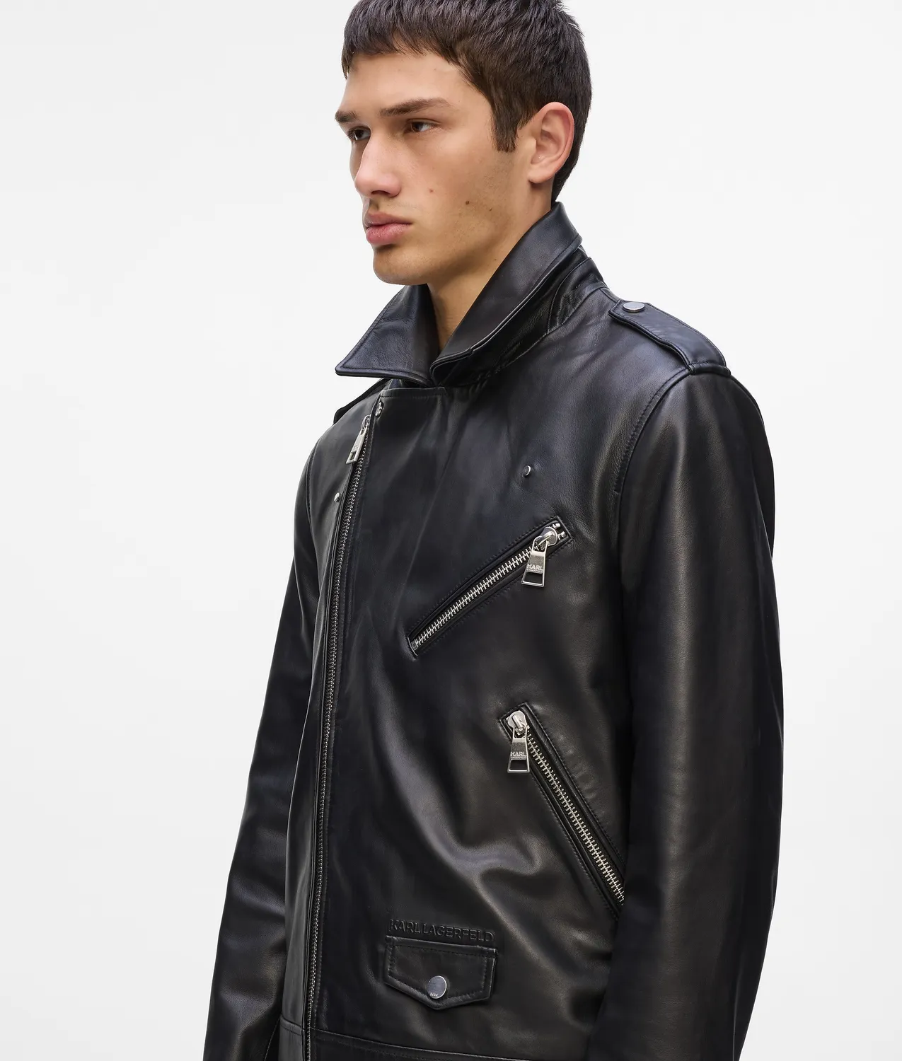 Karl Lagerfeld Essential Lederjacke asymmetrisch