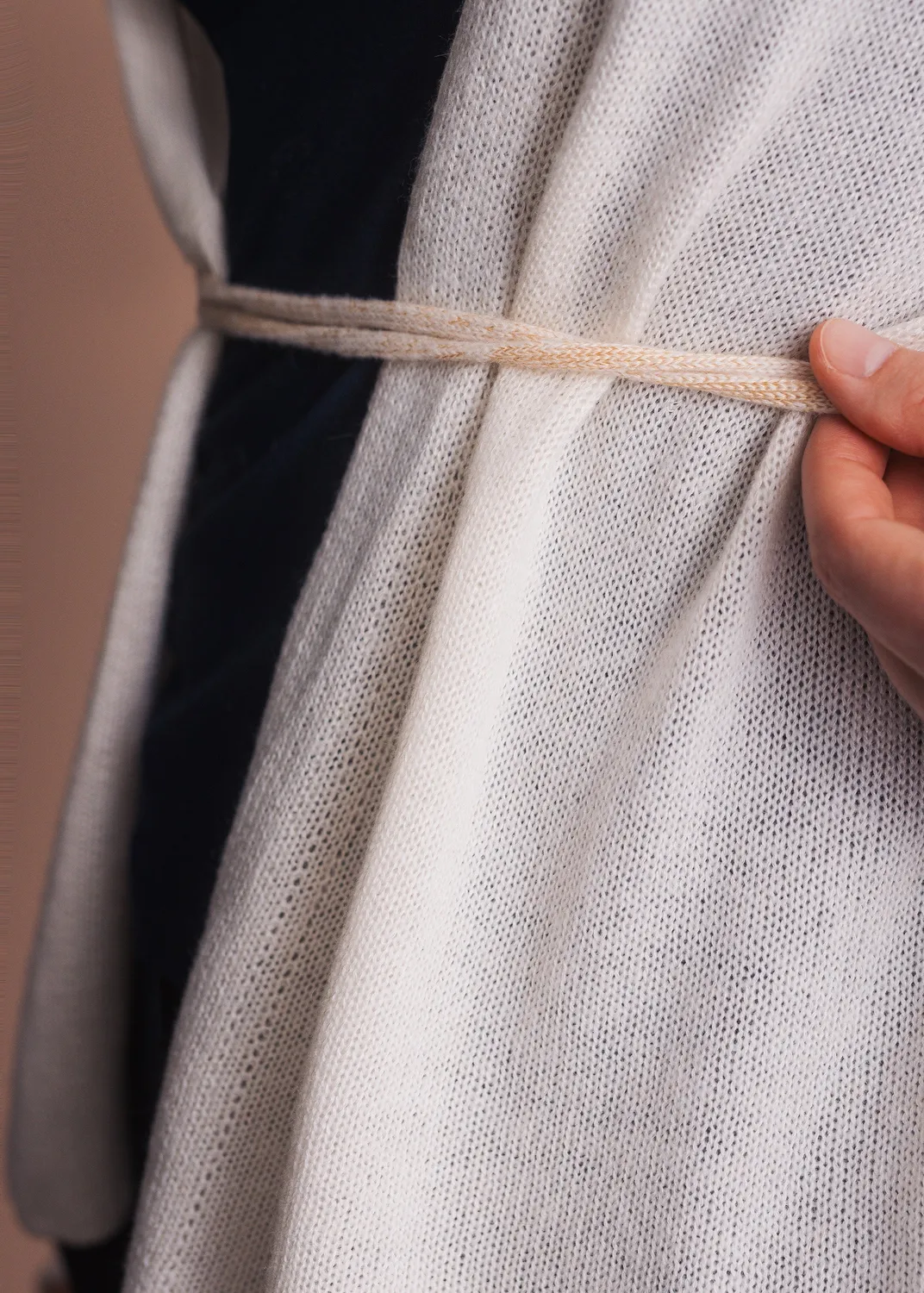 Senatex Bindegürtel Cardigan Cream mit Lurex offen