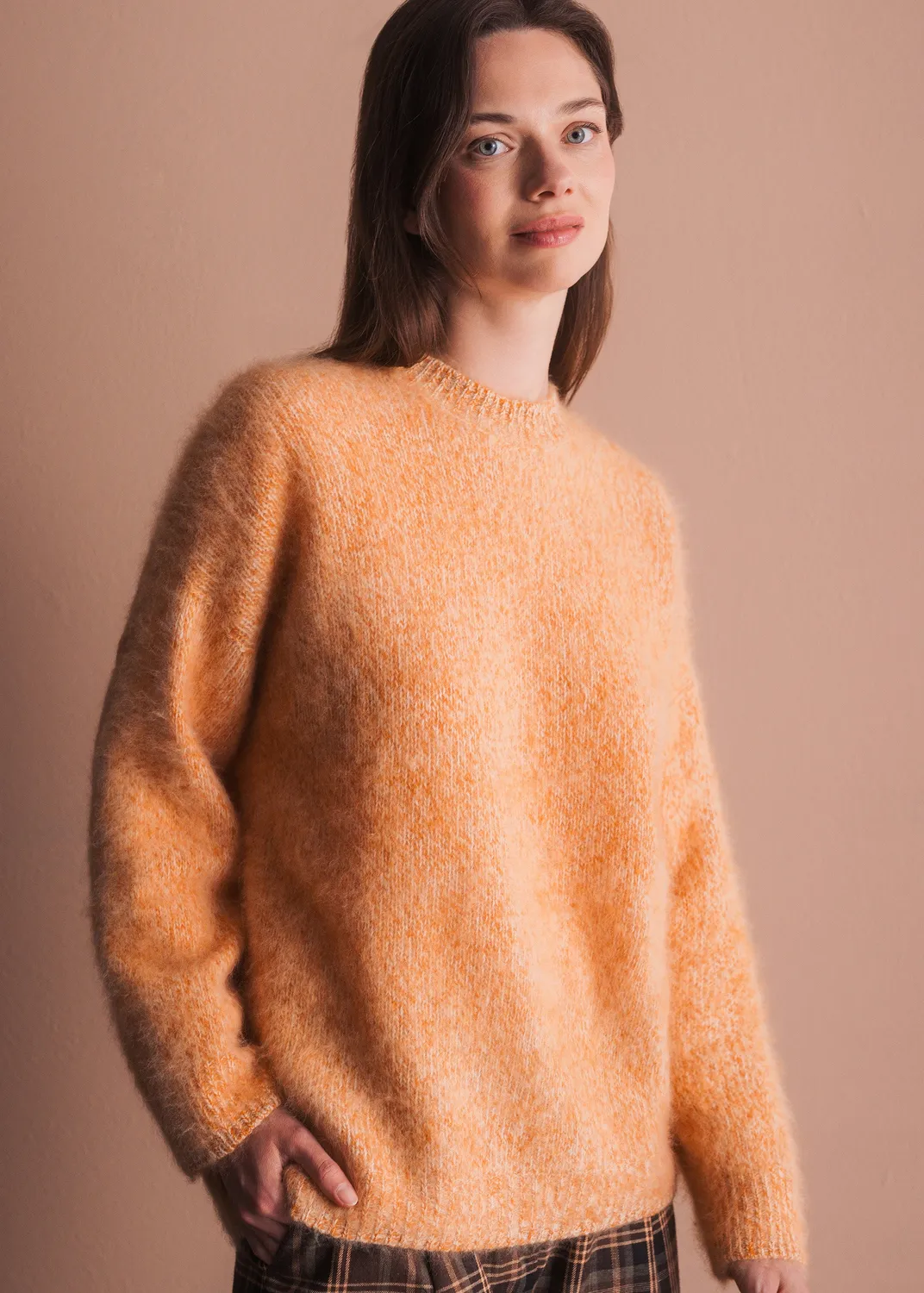 Senatex Rundhals Pullover Hazelnut reine Merinowolle