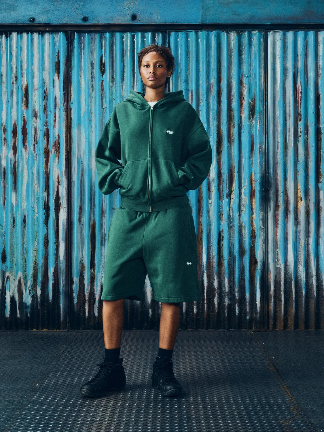Corteiz Mini Island Sweatshort Forest Green Baumwolle