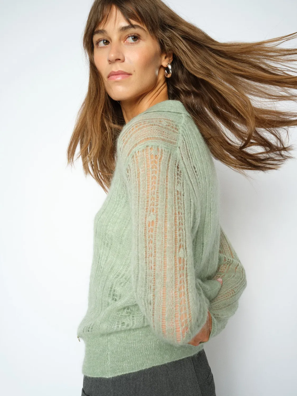 Mos Mosh MMIlma Knit Strickpullover Frosty Green