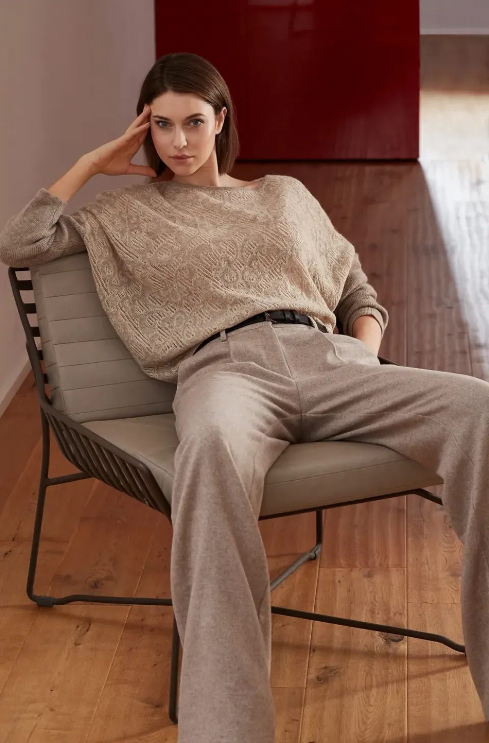 Senatex Pullover Alpaka-Merino Stone strukturiert