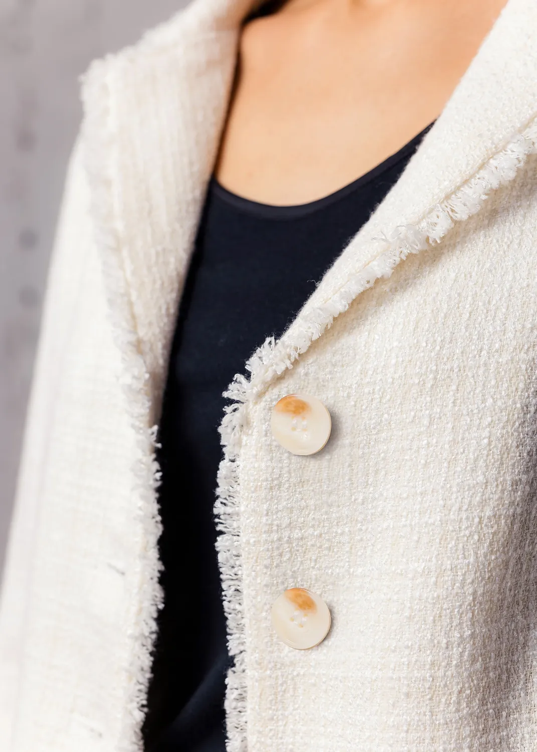 Senatex Bouclé-Blazer Cream Wolle-Viskose
