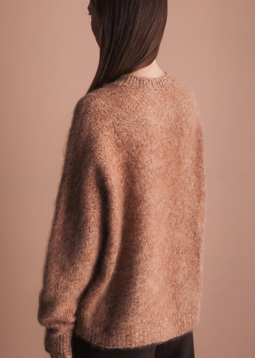 Senatex Rundhals Pullover Hazelnut reine Merinowolle