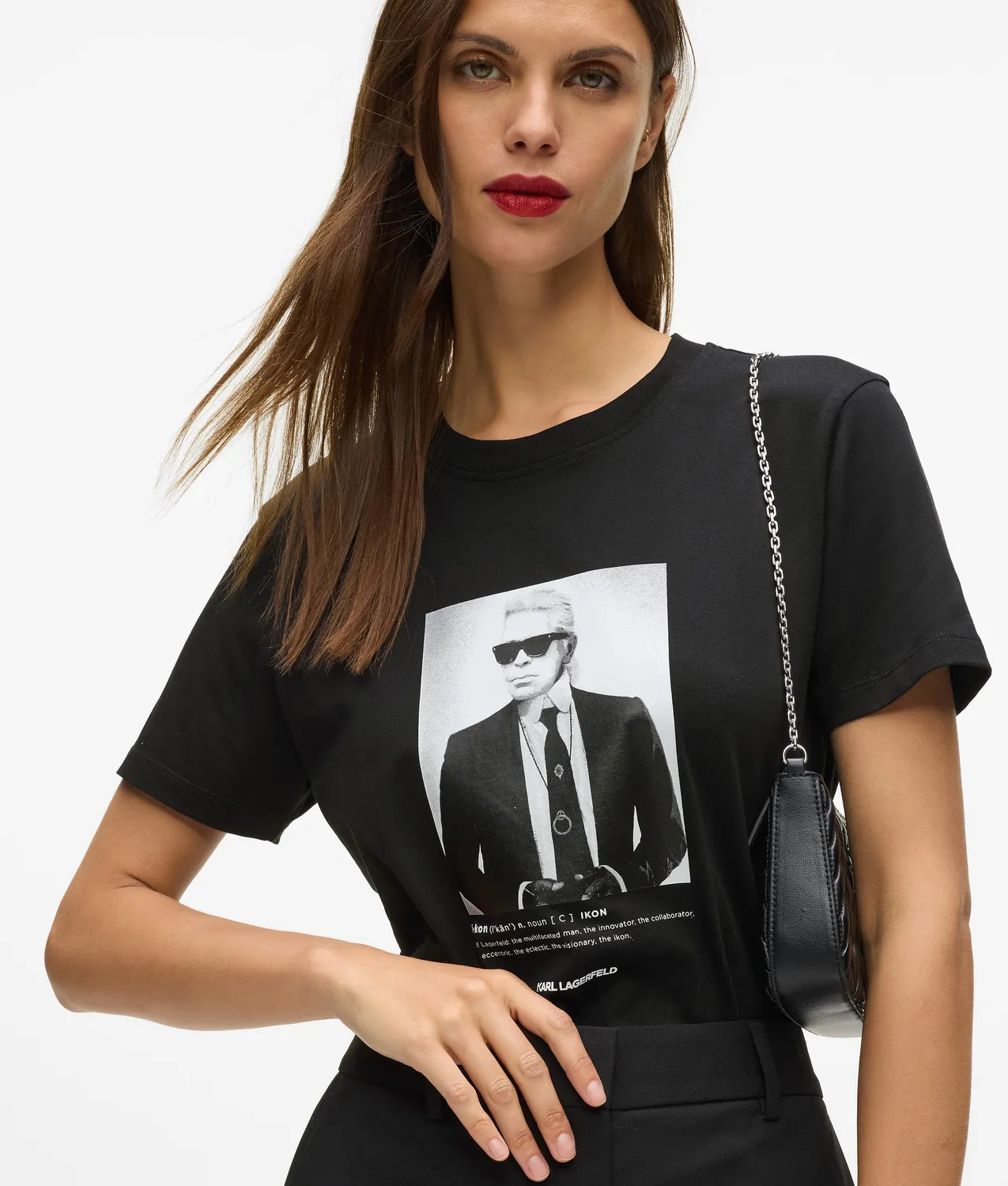 Karl Lagerfeld Portrait T-Shirt Baumwolle mit Choupette