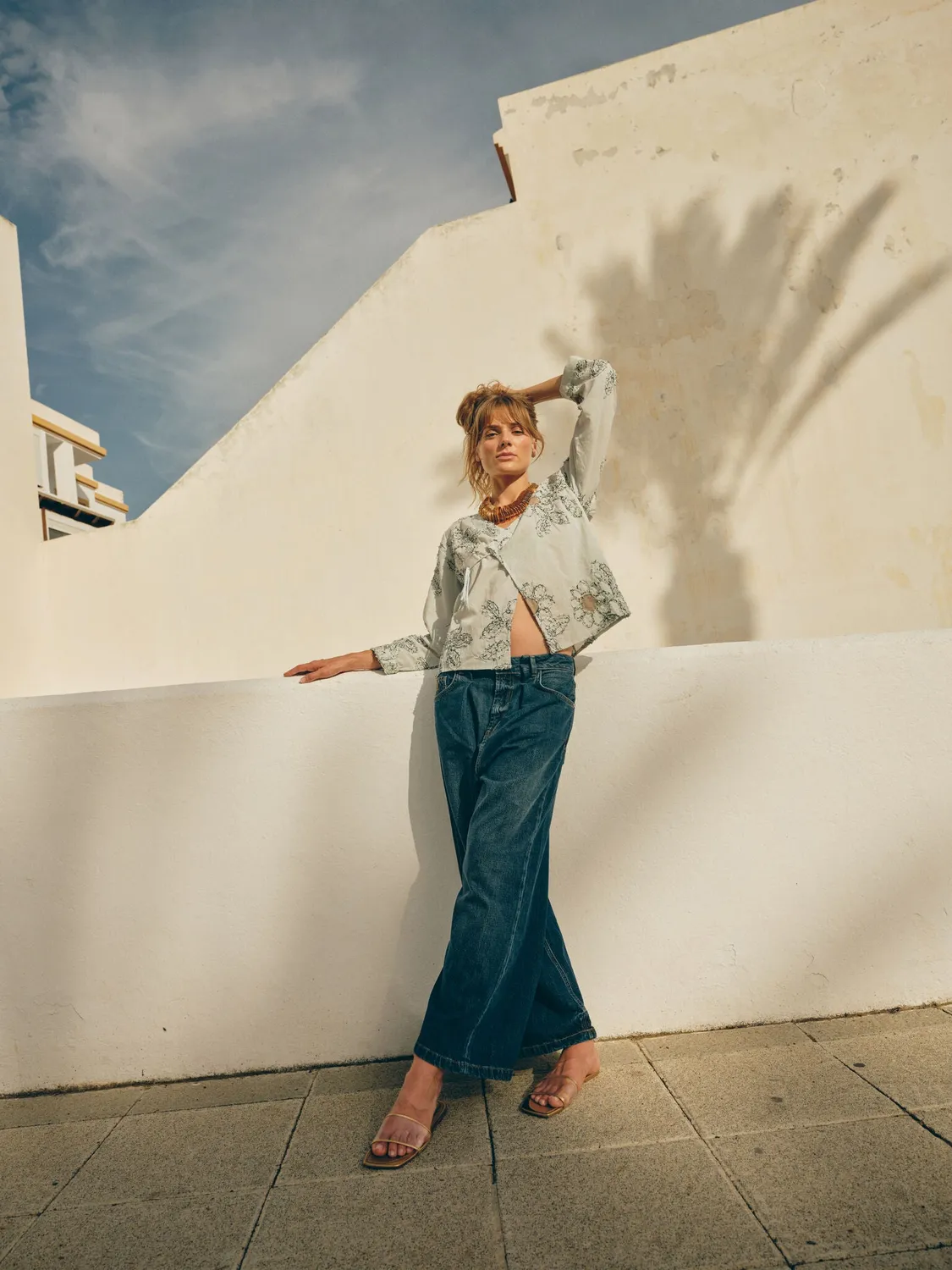 Mos Mosh MMCharming Bond Bluse Misty Blue Baumwolle