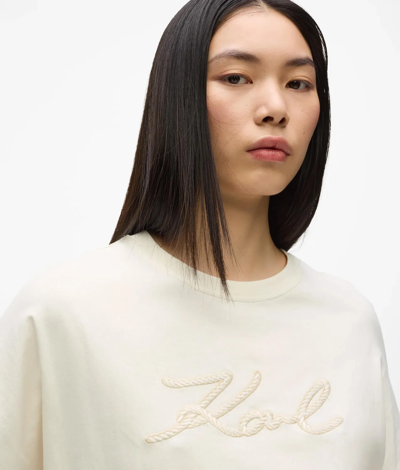 Karl Lagerfeld Signature Rope T-Shirt Bio weiß
