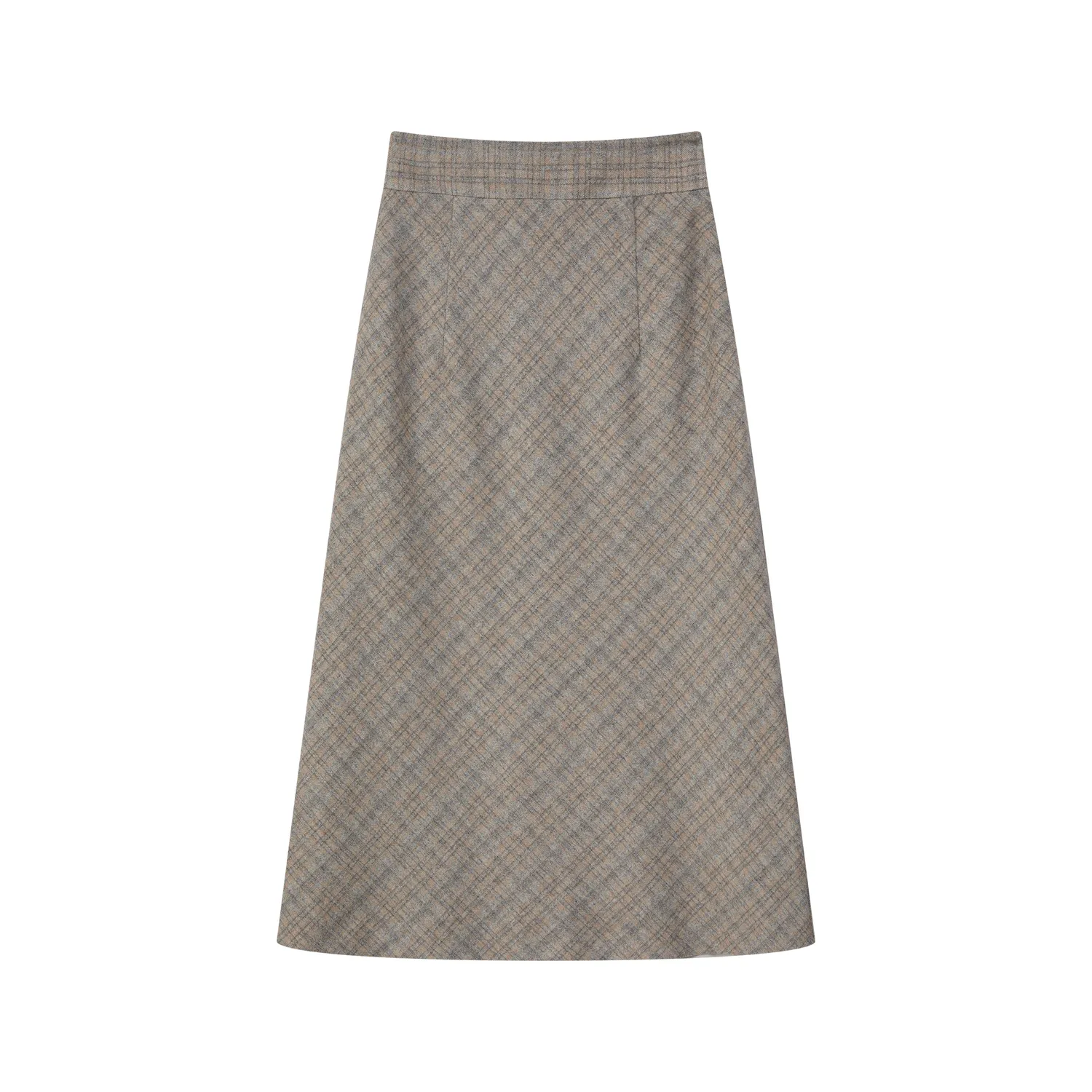 Senatex Karierter Midirock Wolle Rock Grey Check