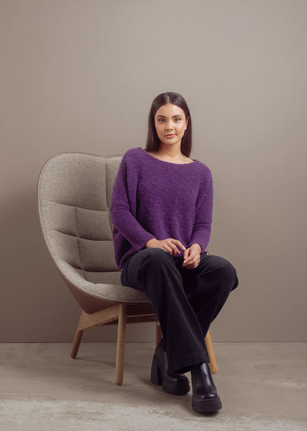 Senatex Cordhose reine Baumwolle Plum ausgestell