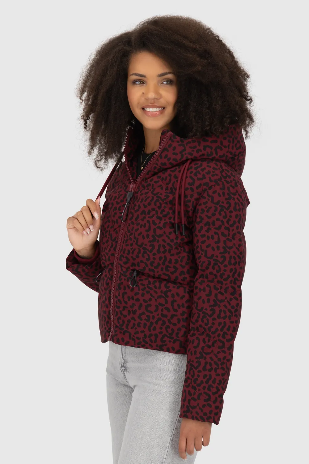 Alife & Kickin MurielAK B Pufferjacke Dunkelrot Animalprint