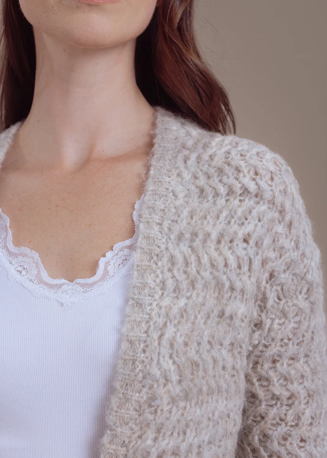 Senatex Strickjacke Woll-Alpaka-Mix Chalk Cardigan