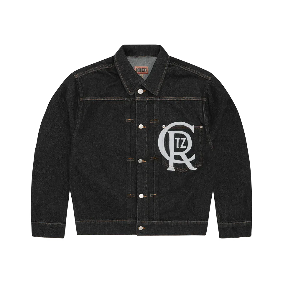 Corteiz Crest Chainstitch Jeansjacke Schwarz Denim
