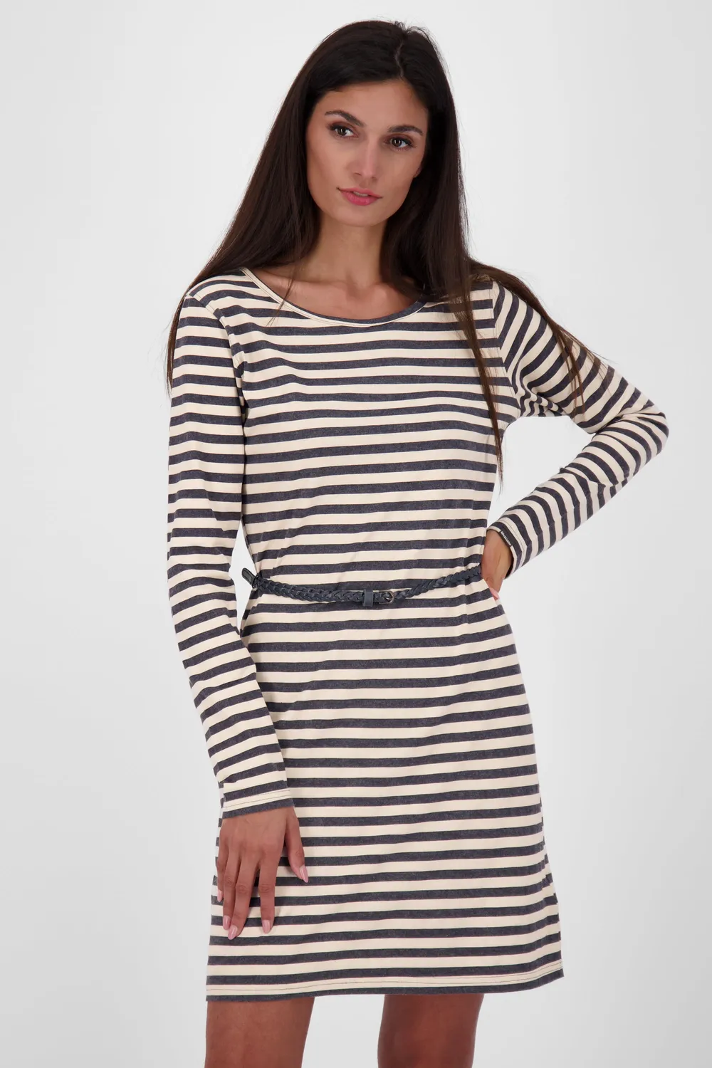 Alife & Kickin EllinAK Z Kleid langarm dunkelblau gestreift