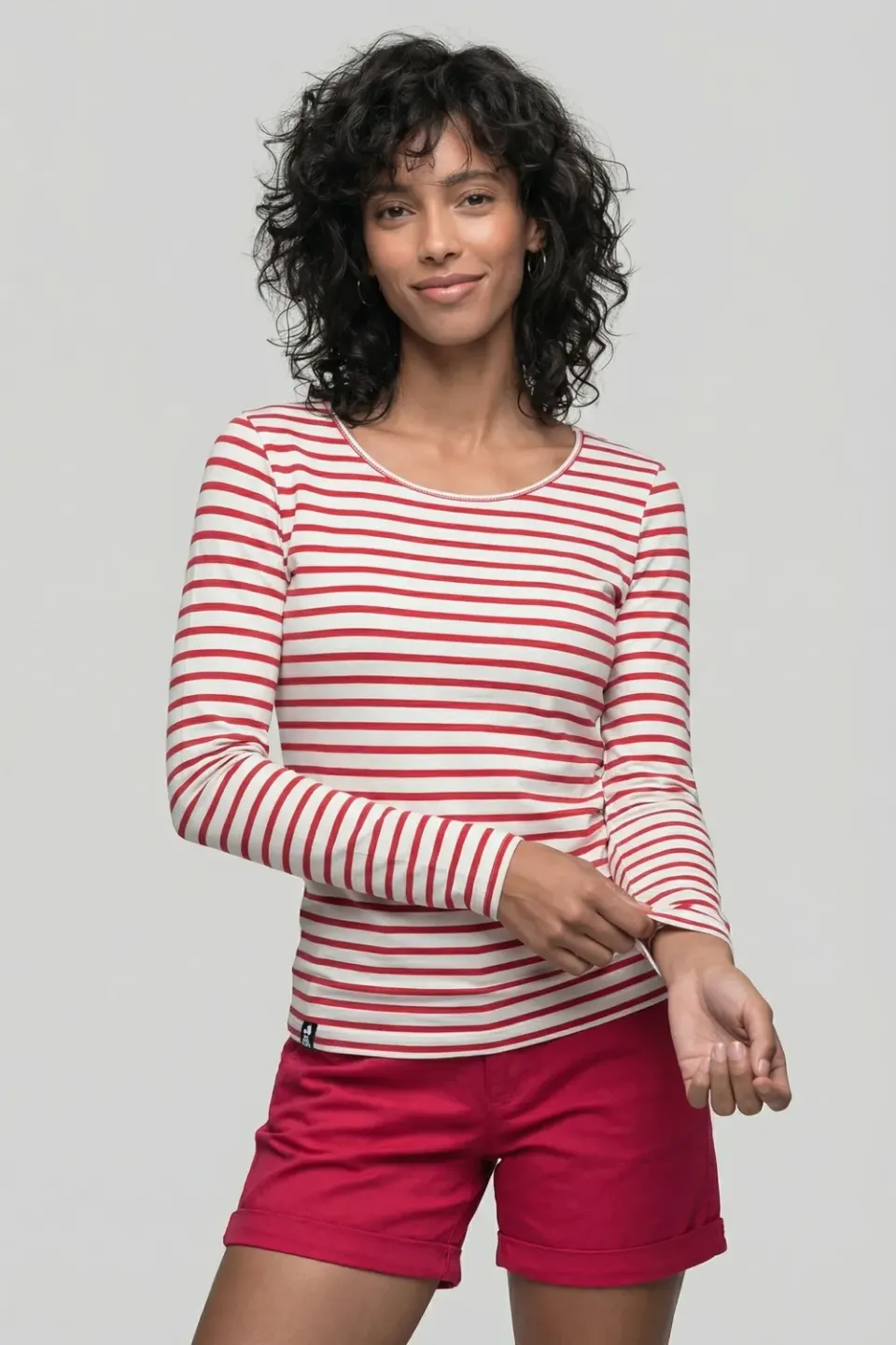 Alife & Kickin BerthaAK A Longsleeve Rot Damen gestreift