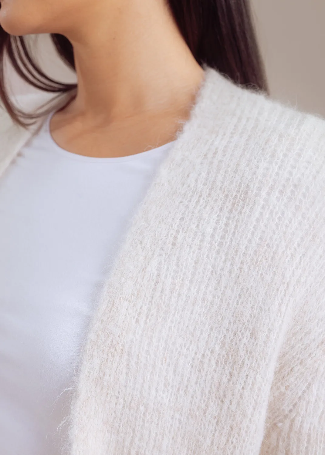 Senatex Strickjacke Alpaka-Mix Cardigan Chalk mit Taschen
